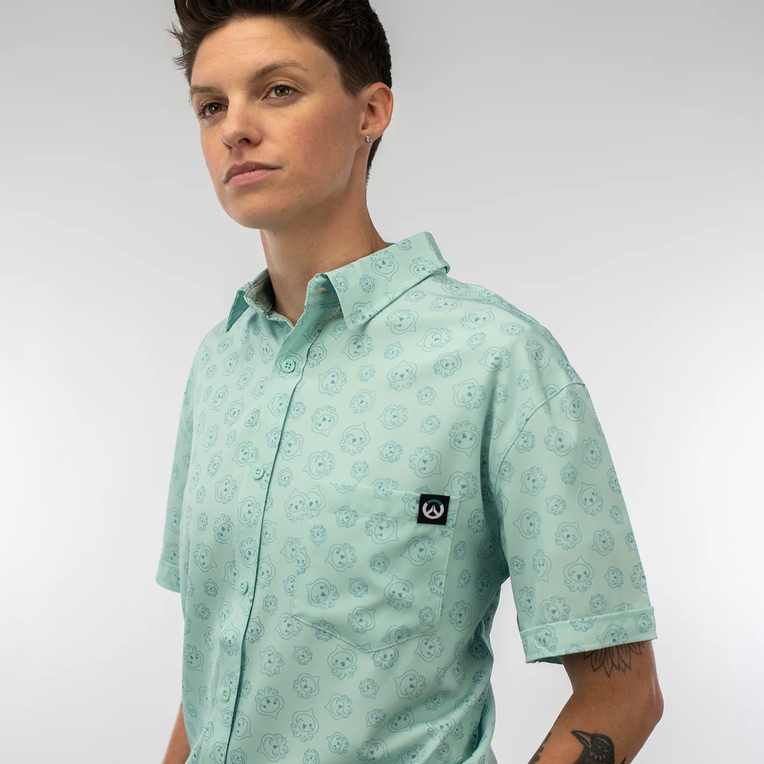 Overwatch Pachimari Blue Button-Up Shirt - Image 4