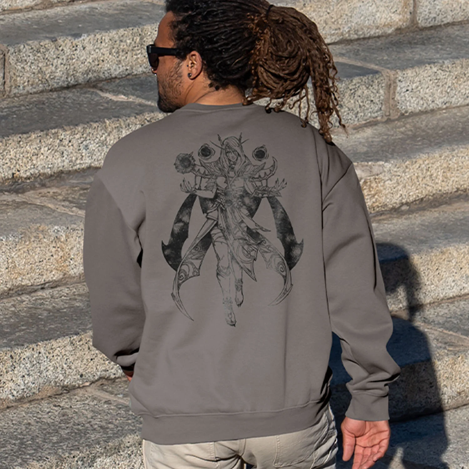 World of Warcraft Xal'atath Sketch Grey Crewneck Sweatshirt - Image 4